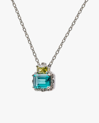 Collar de piedras de colores aguamarina y amarillo