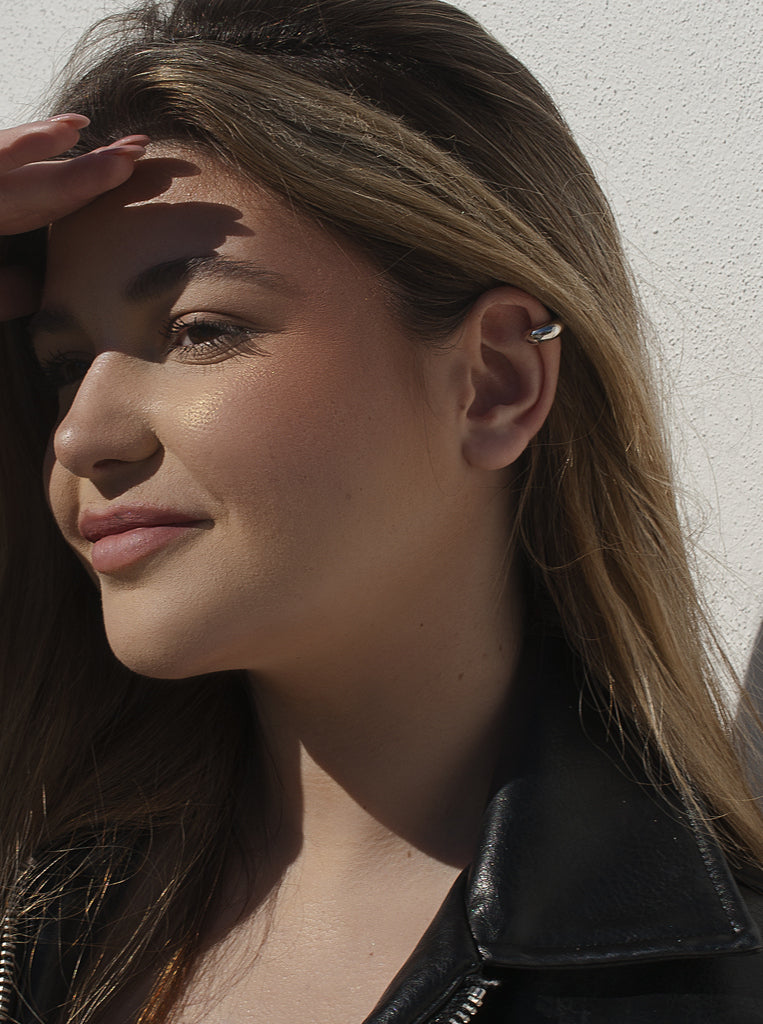 Manchette d'oreille minimaliste en argent, très grande taille