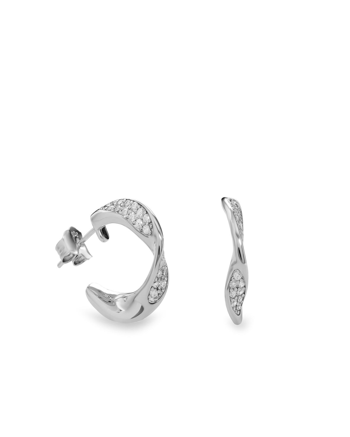 Silver earrings with cubic zirconia and a wavy design