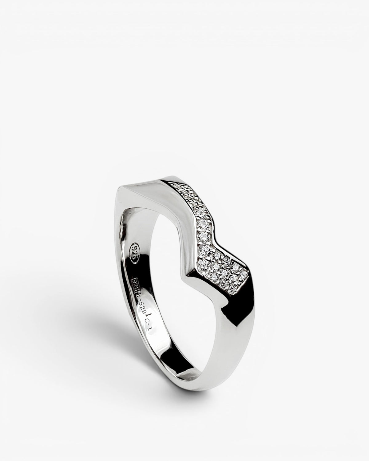 Anillo de plata 925 geométrico con circonitas
