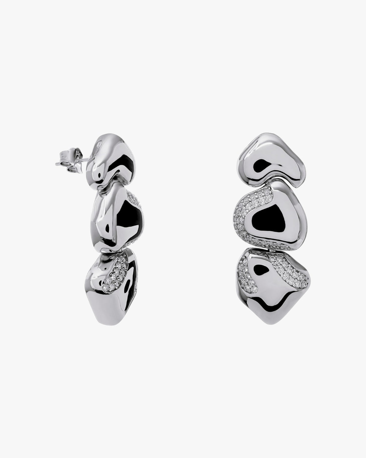 Pendientes de plata diseño orgánico con circonitas