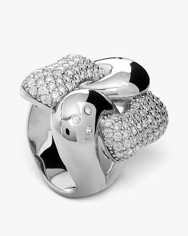 Anillo de plata ancho con circonitas y diseño orgánico