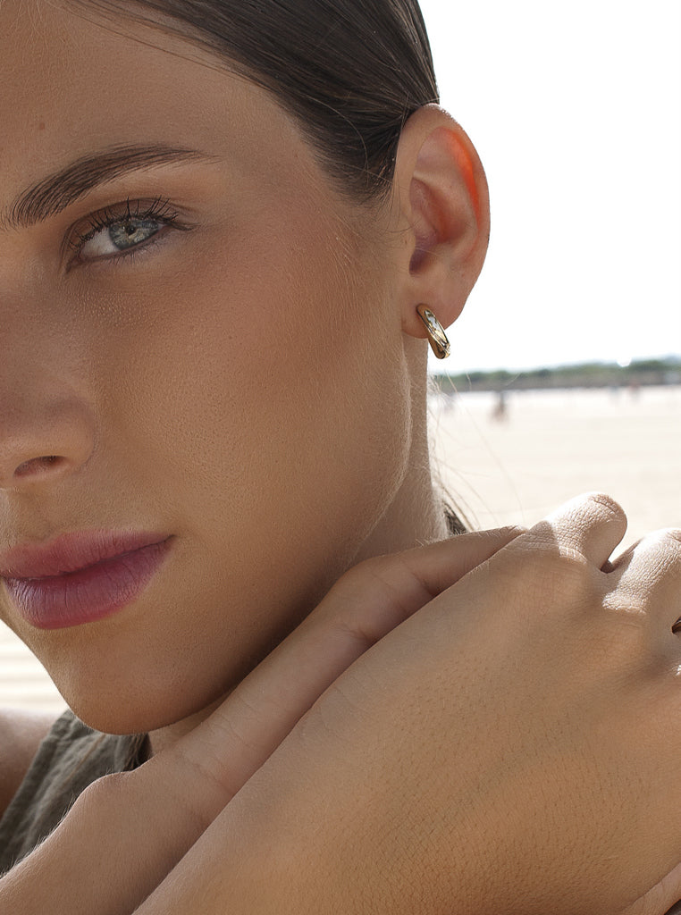 Gold and silver two-tone hoop earrings