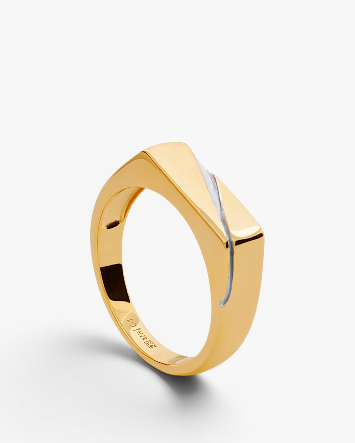 Wide bicolor gold and silver ring