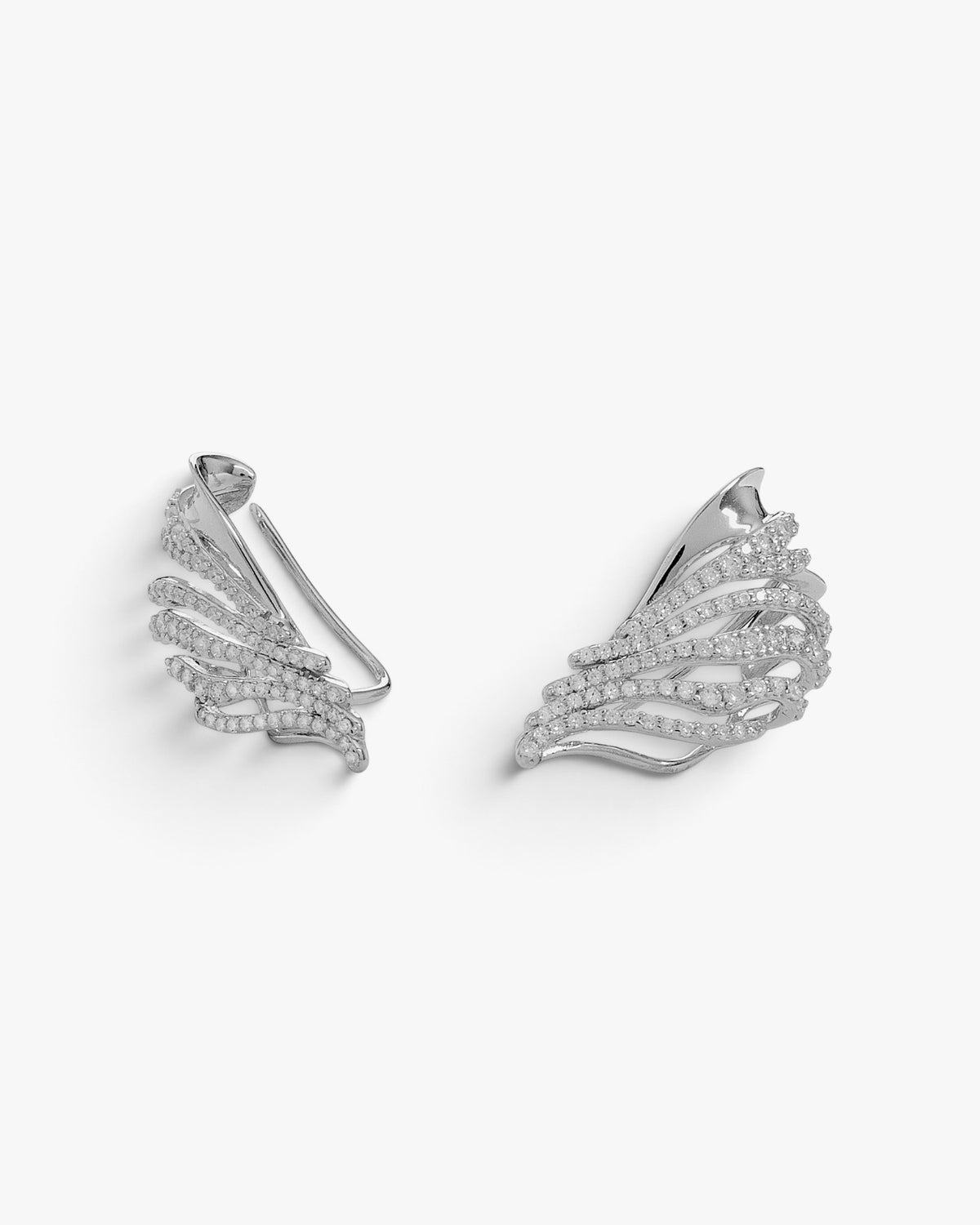 Organic-design climbing earrings with cubic zirconia