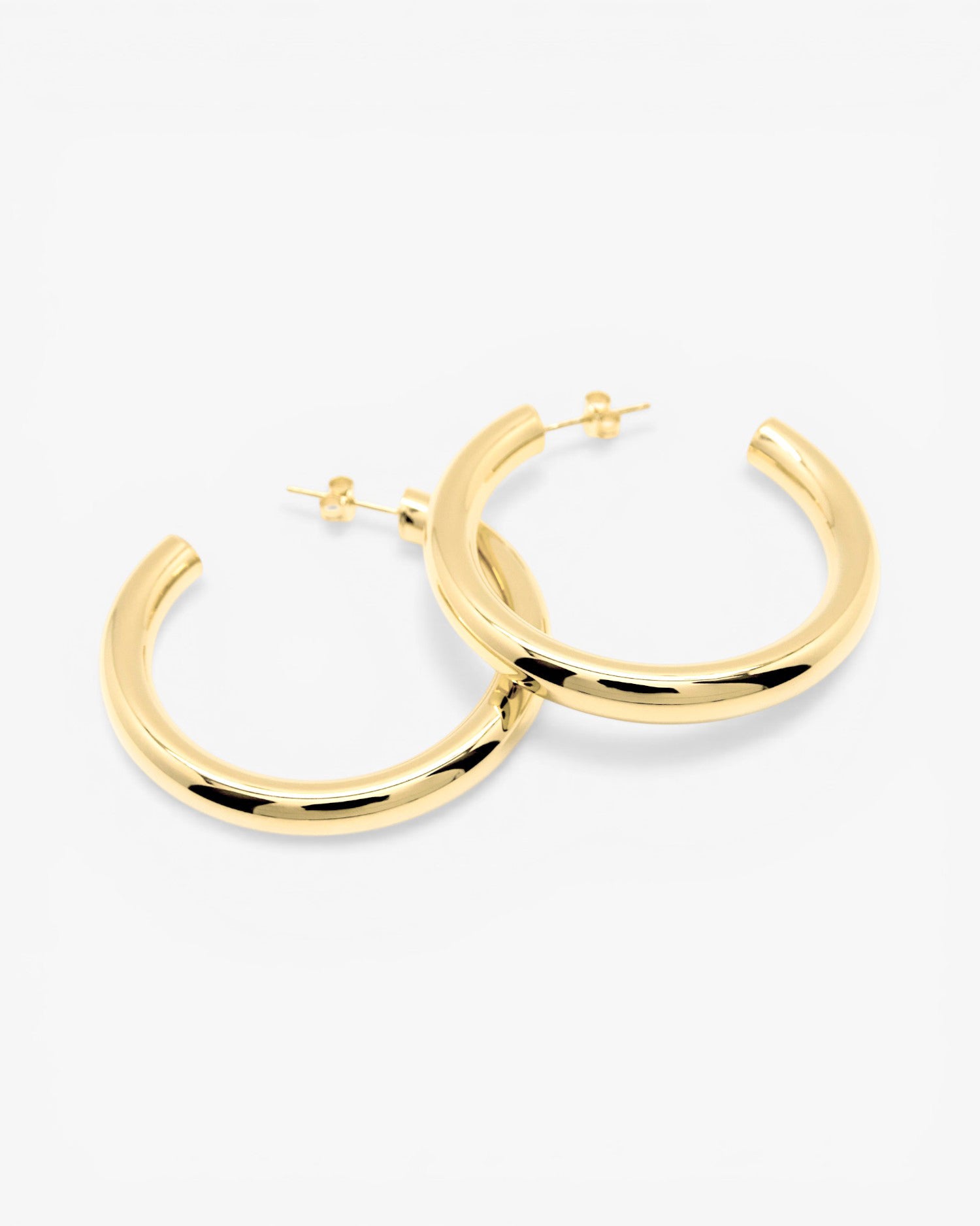 Pendientes aro de plata grandes diseño tubo dorados