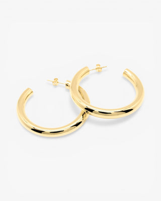 Pendientes aro de plata grandes diseño tubo dorados