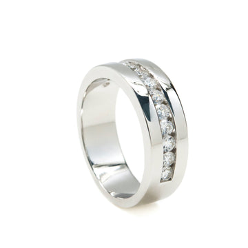 Zirconia rings, three-row design, plain silver and zirconia