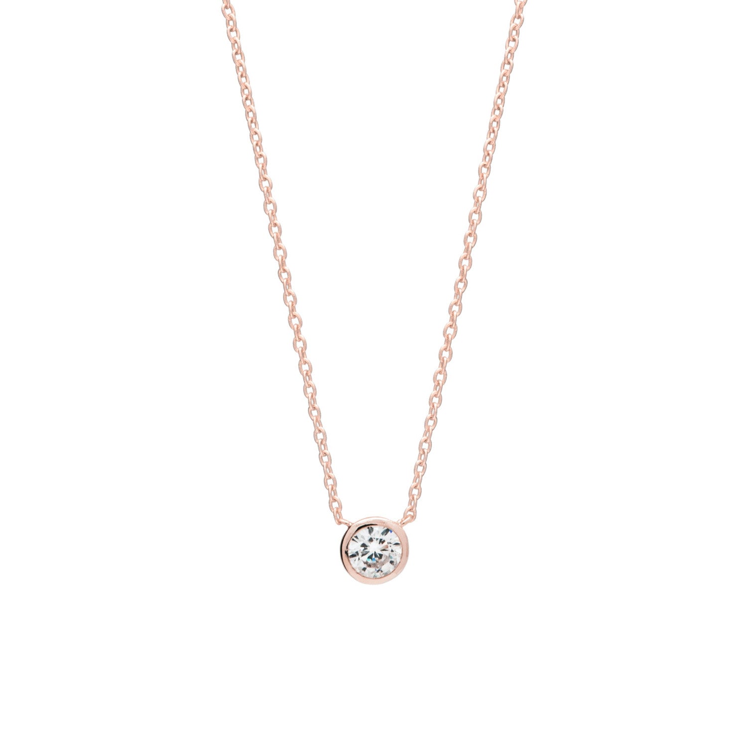 Small pendants with a central chaton design in rose gold