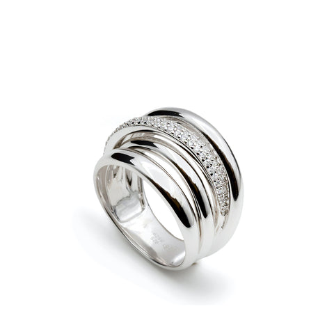 ring wide silver ring with zirconia zirconia superimposed