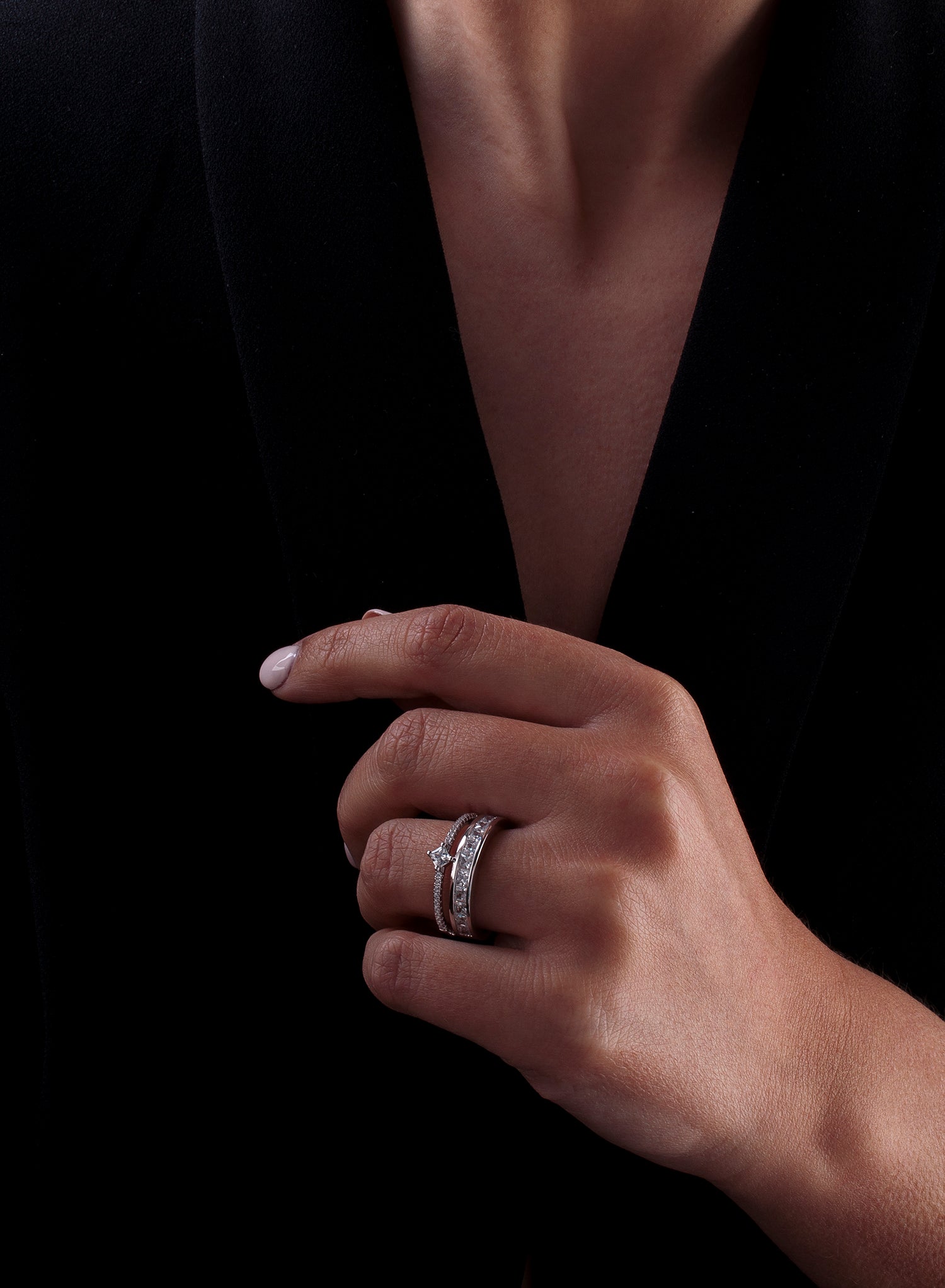 ring silver zirconias with quartz adamantine