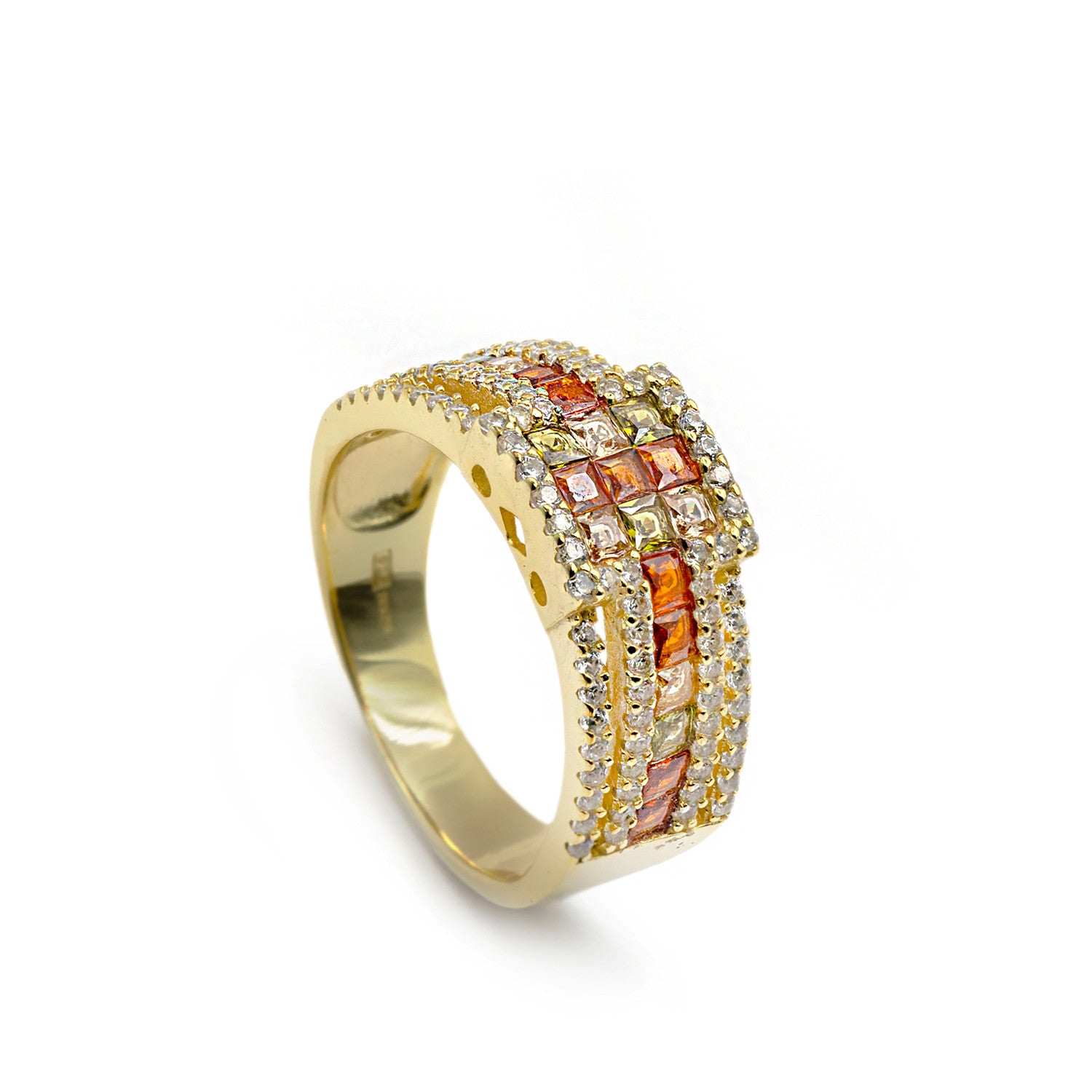 Anillo con piedras en tonos cálidos anaranjados-LINEARGENT