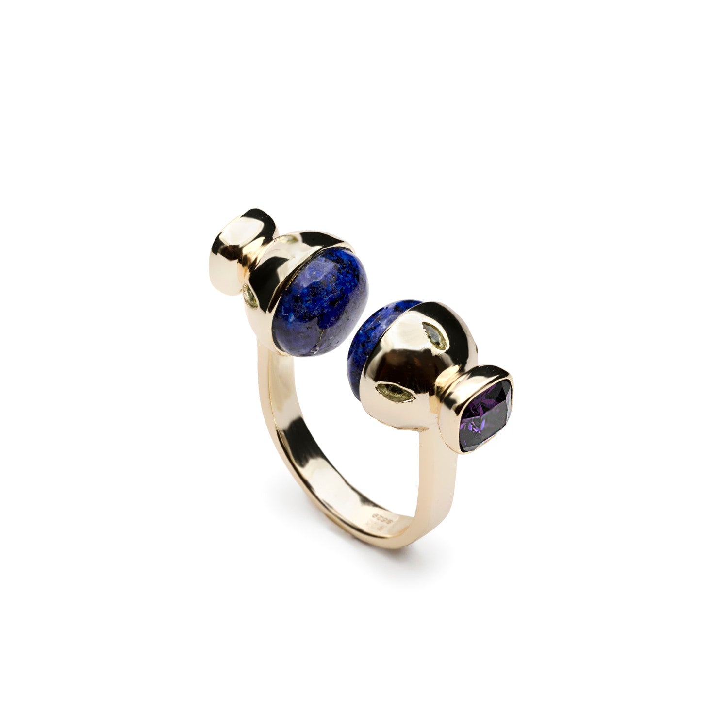 Anillo de diseño con piedras naturales lapislázuli