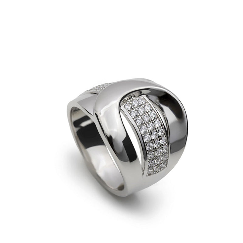 ring wide silver ring with zirconia zirconia