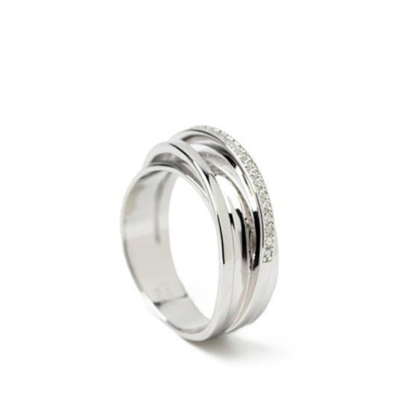 bague de argent avec zircons bague croisé