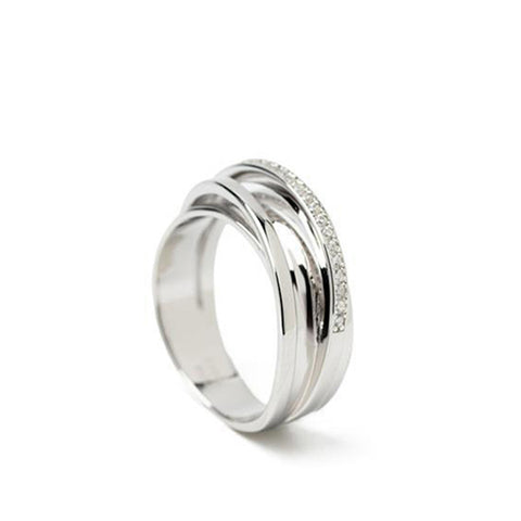 bague de argent avec zircons bague croisé