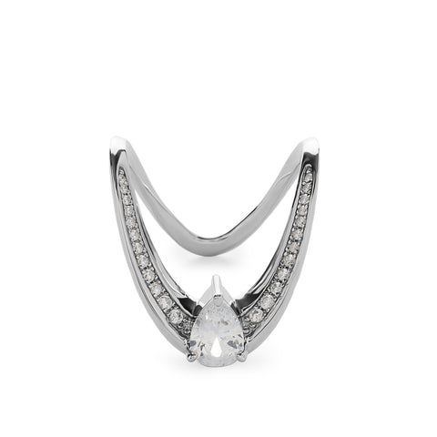 Anillo de plata con circonitas diseño originales y talla pera