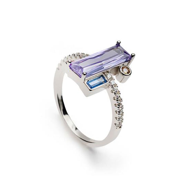 bague de argent avec design géométrique et LINEARGENT