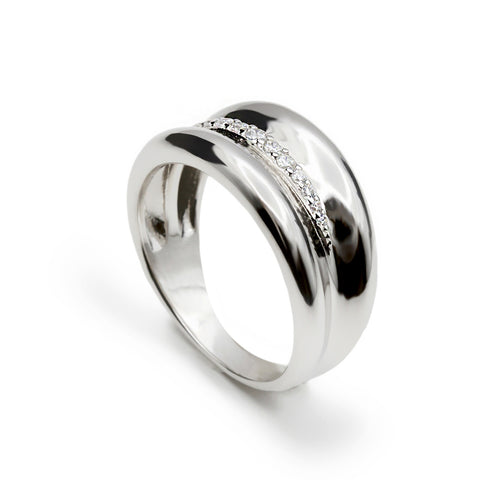 bague de argent avec linea de zircons LINEARGENT