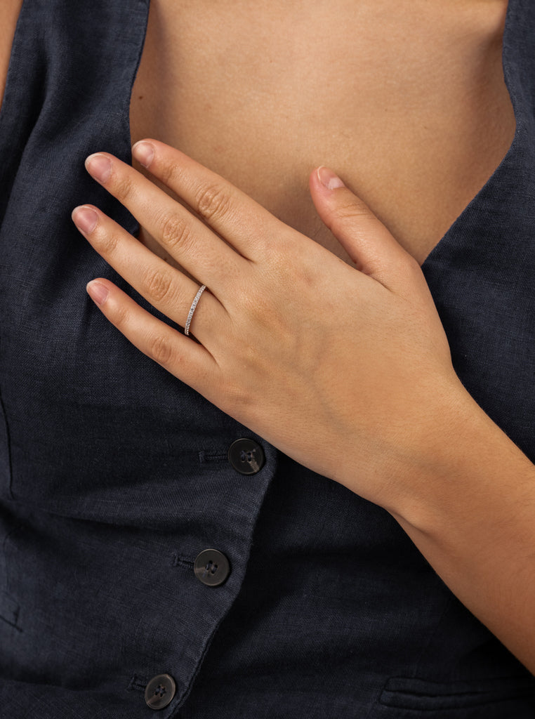 bague fino avec zircons de argent design LINEARGENT