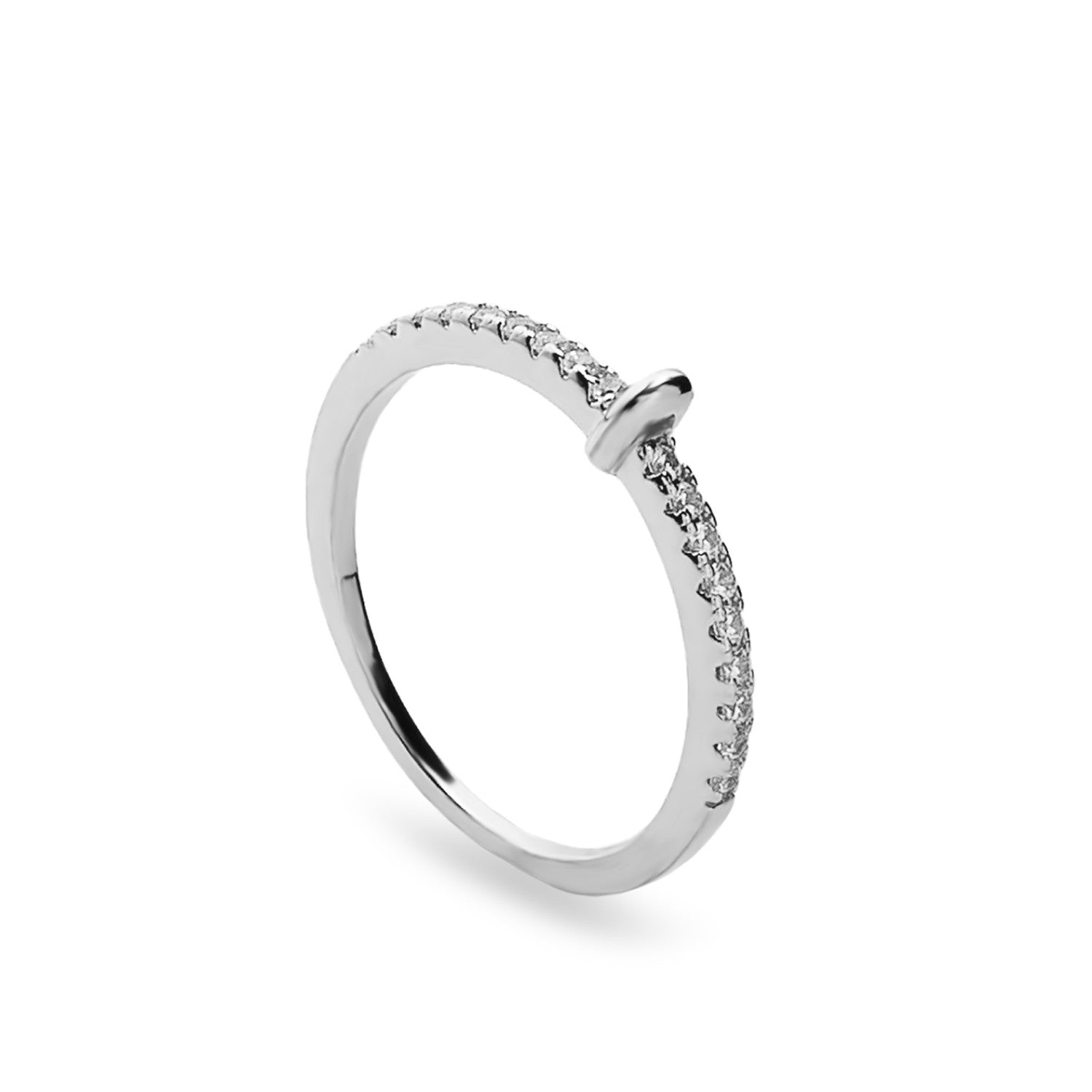 Anillo fino con circonitas lineal