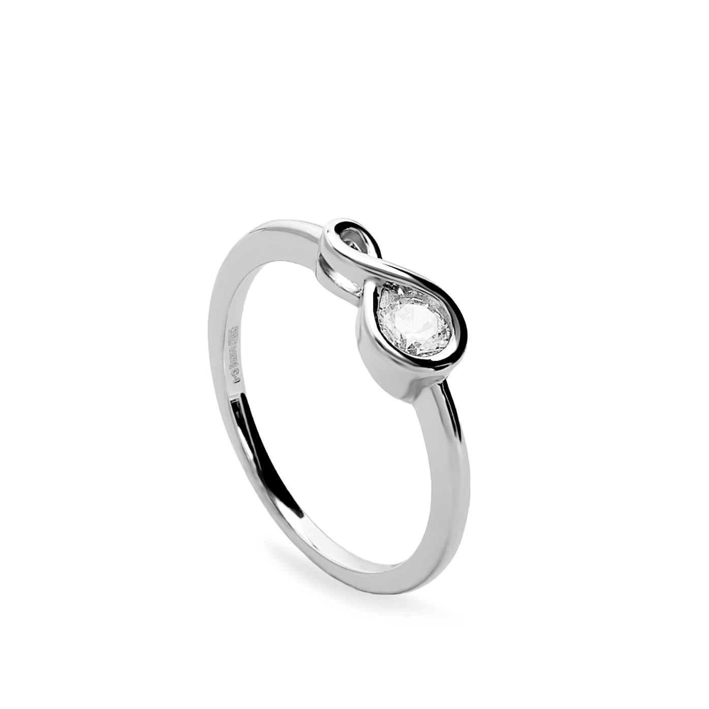ring fine silver loop shape with zirconia