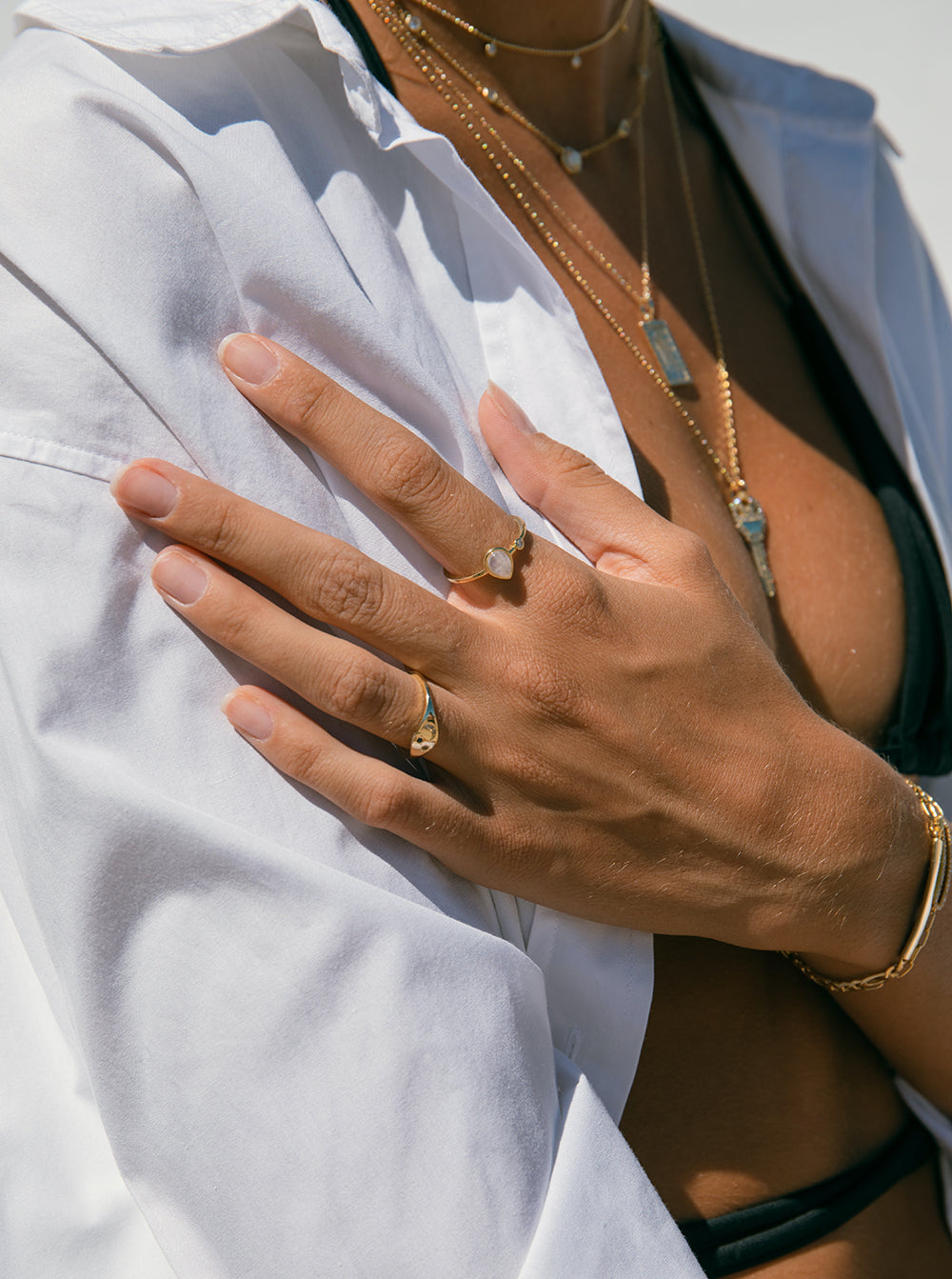 Anillo sello de plata motivo astral de luna y estrellas