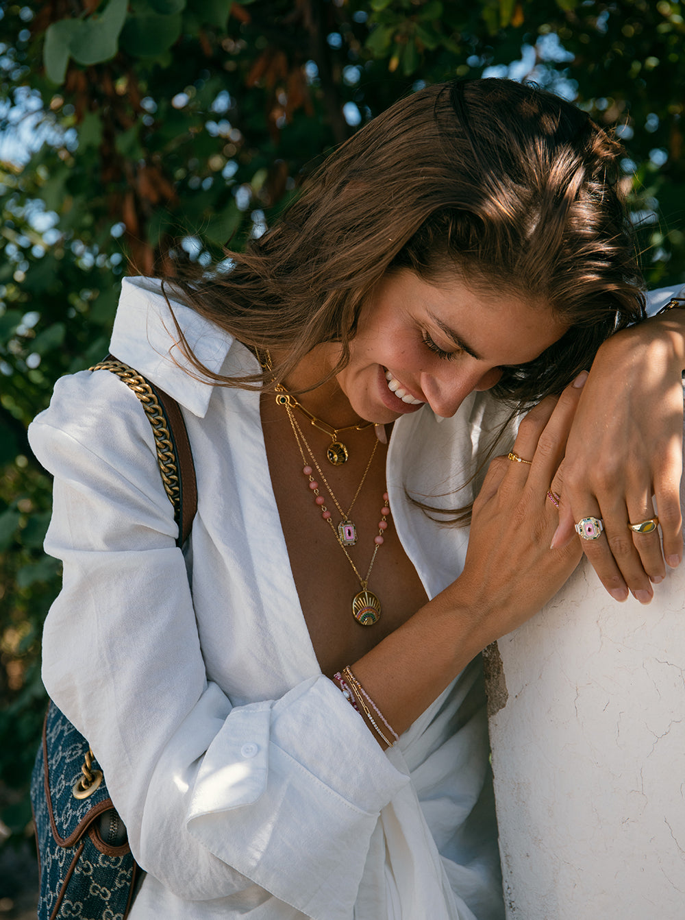 Anillo sello diseño octagonal con esmalte y circonitas-LINEARGENT