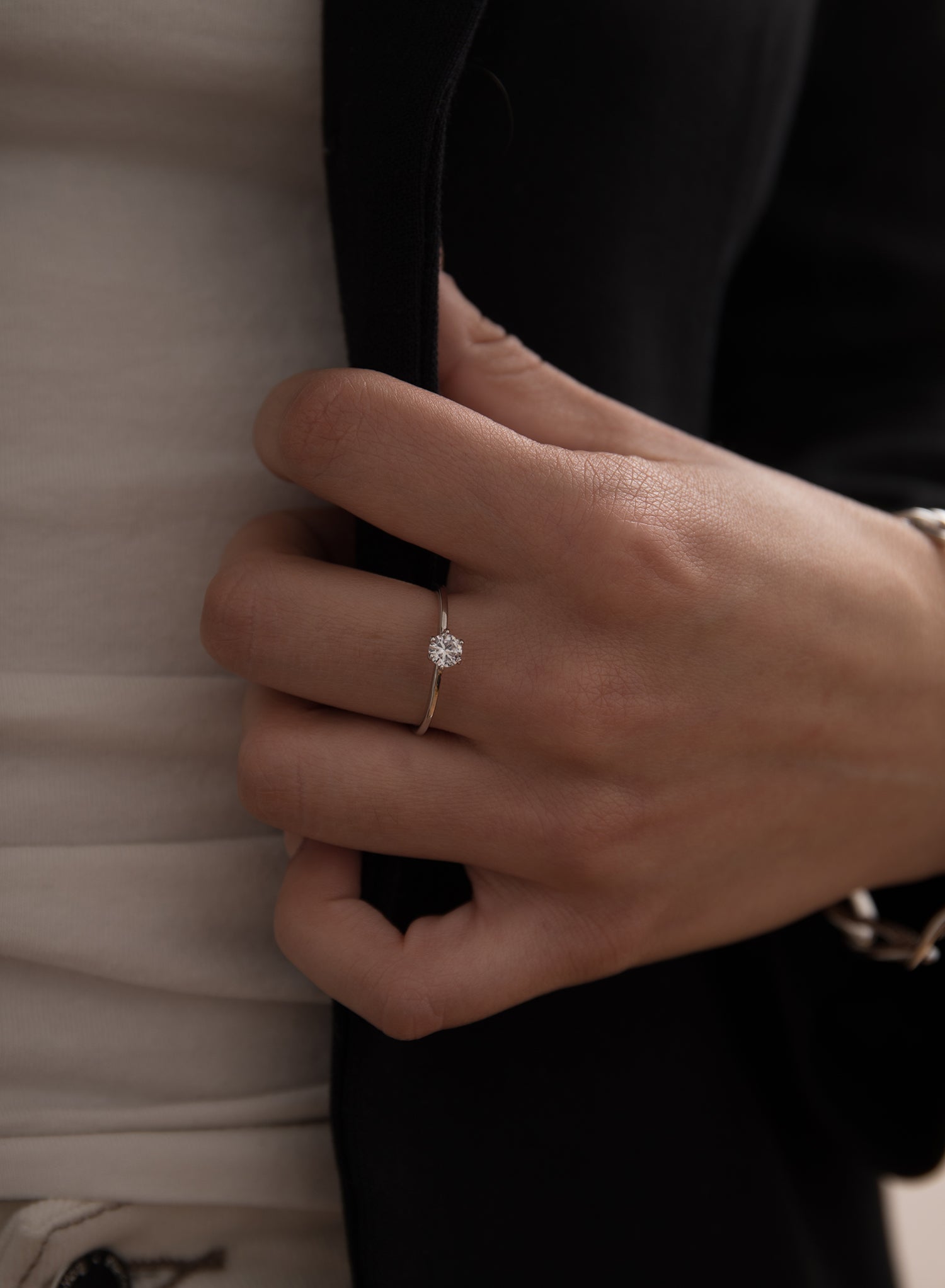 bague solitaire de argent design LINEARGENT