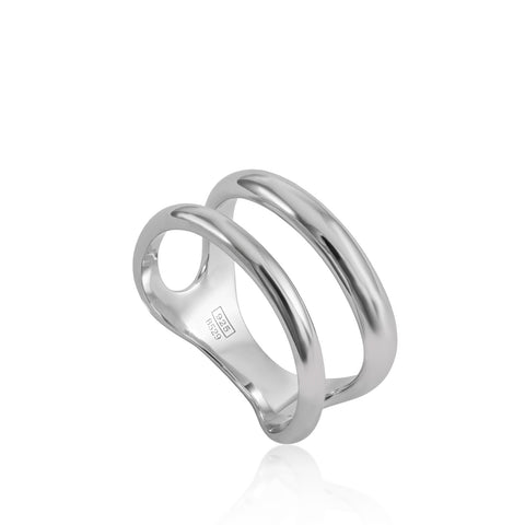 Anillos anchos de plata diseño doble raíl-LINEARGENT