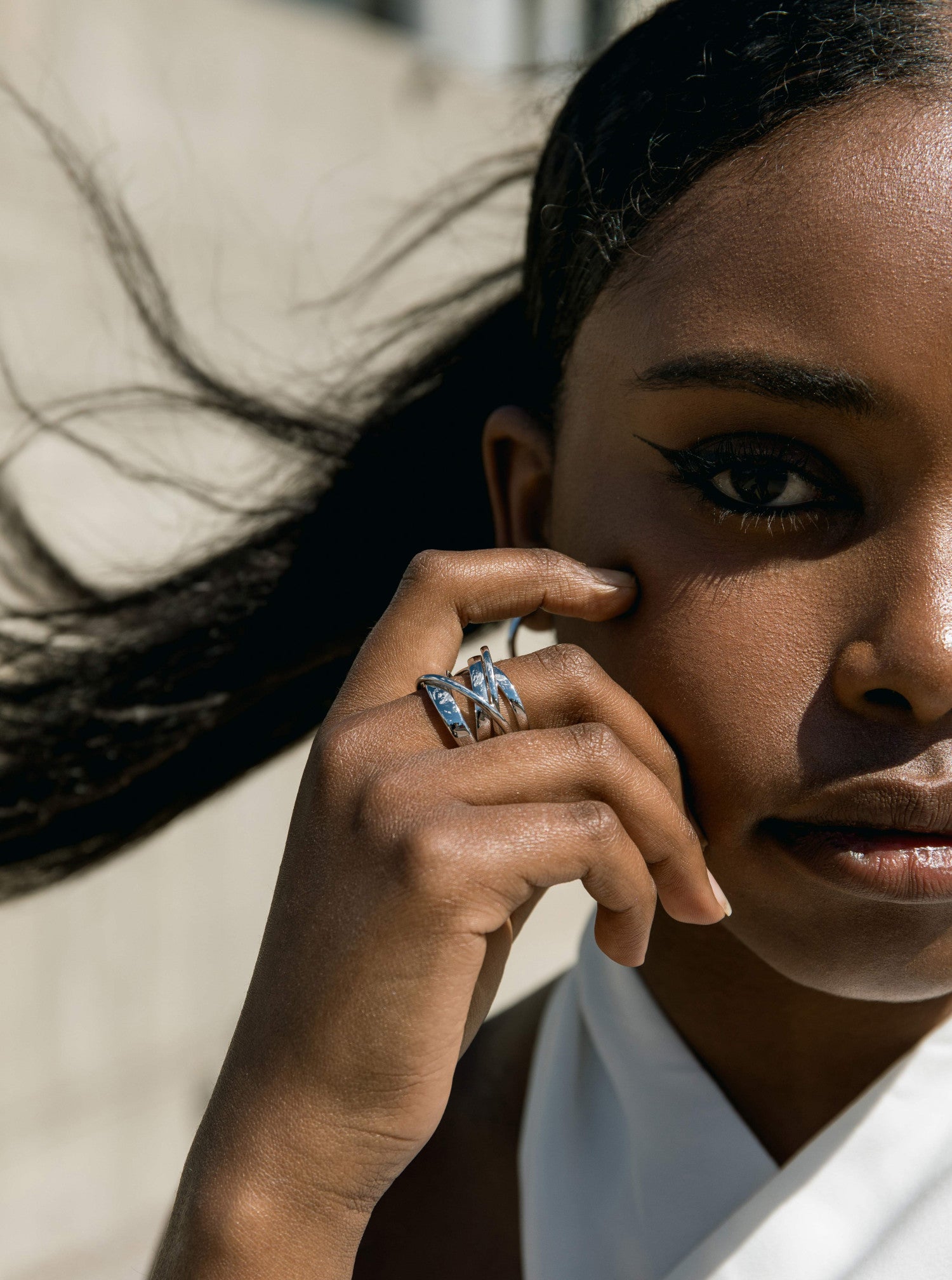 Rings wide silver design thin rails and thick irregular