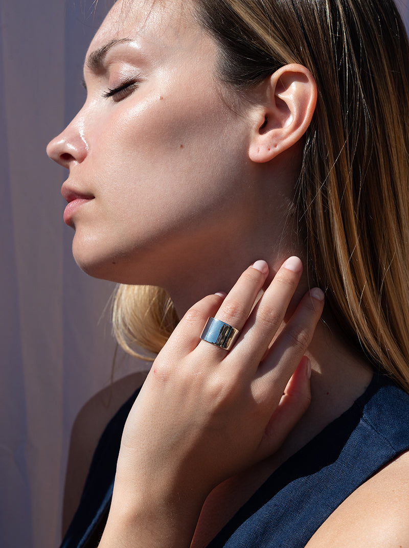 Rings wide Smooth Silver design regular and smooth