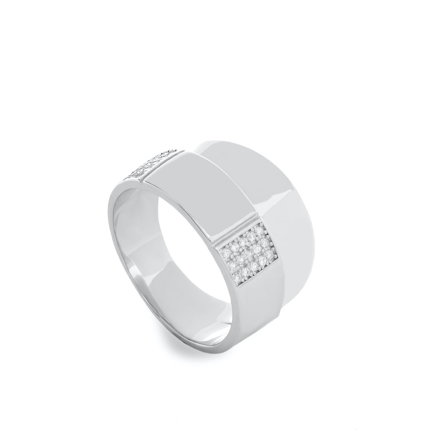Rings wide design double level with zirconia zirconia