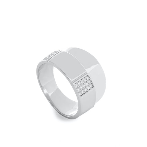 Rings wide design double level with zirconia zirconia