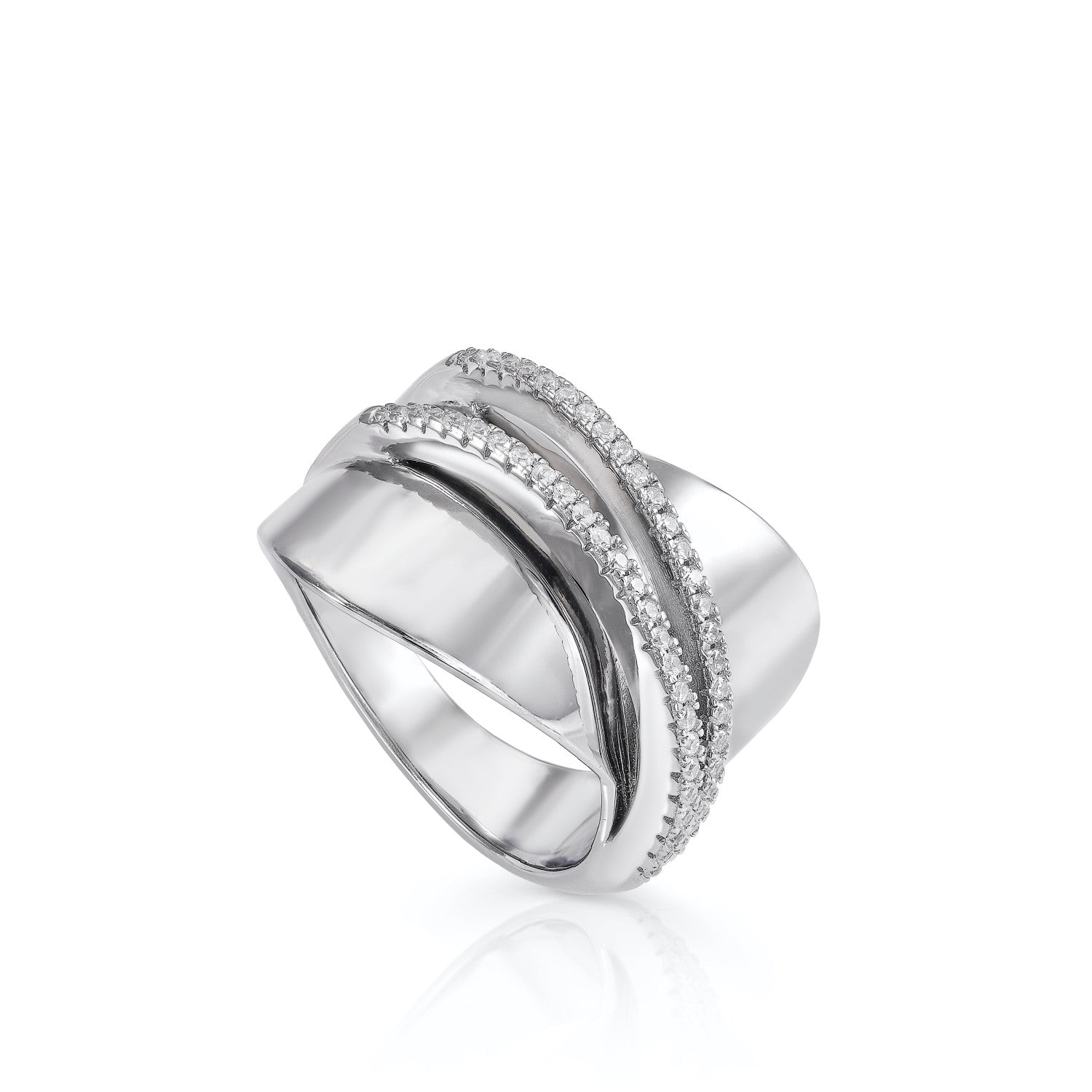 Rings wide consisting of four rails and zirconias