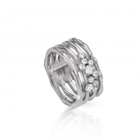 Anillos anchos formados por cuatro railes y circonitas-LINEARGENT