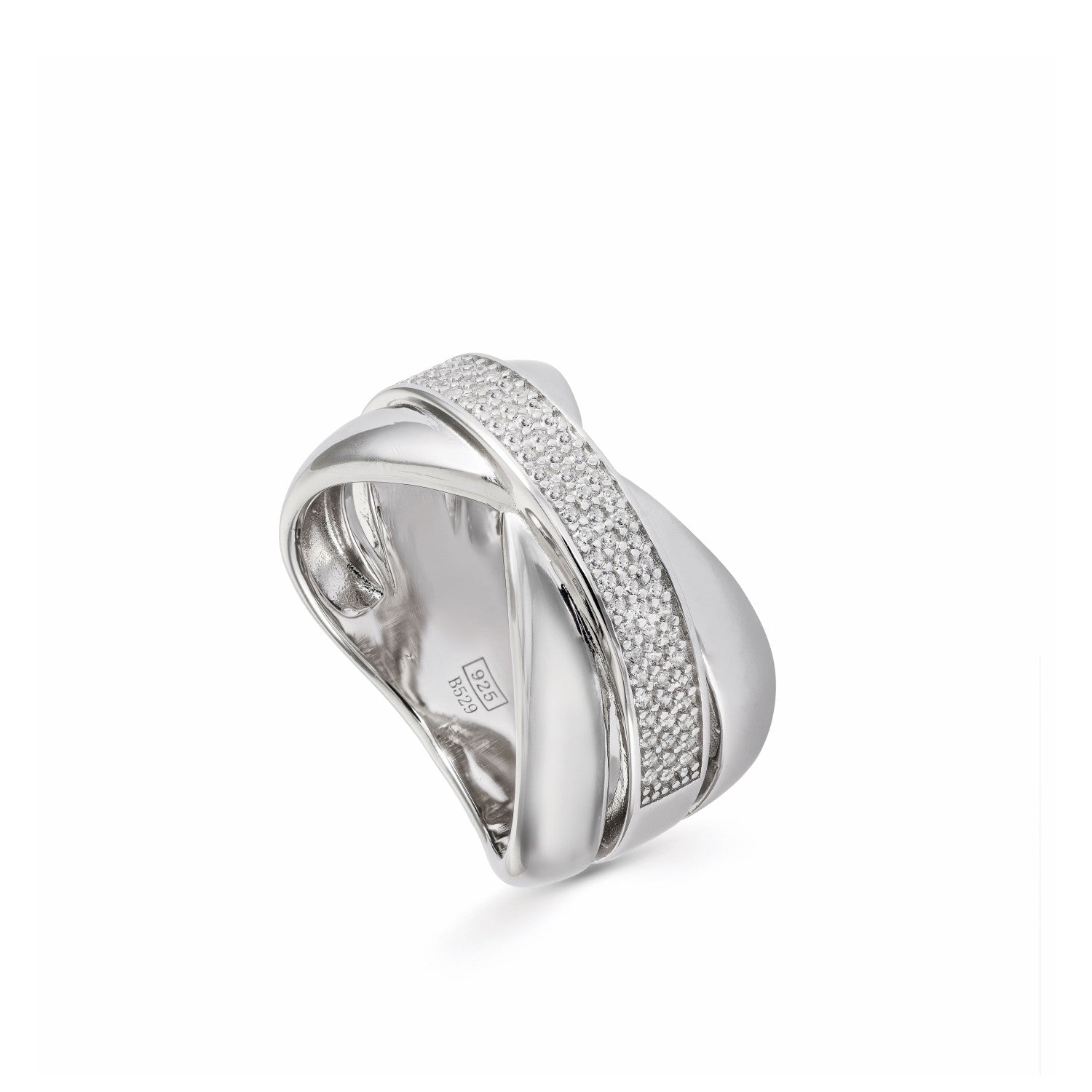 Anillos circonitas de plata con diseño de cruz