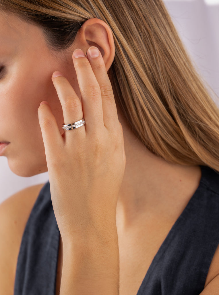 Anillos circonitas diseño clasico con tira mini circonitas