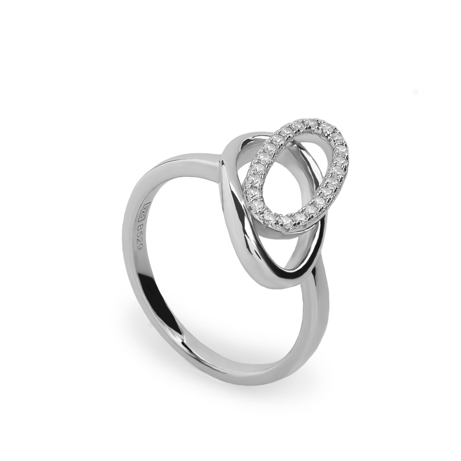 Anillos circonitas diseño doble circulo ovalado y circonitas-LINEARGENT