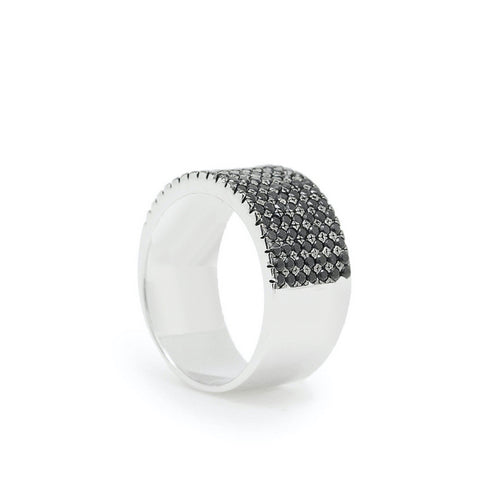 Anneaux zircons tonalité noir et design LINEARGENT