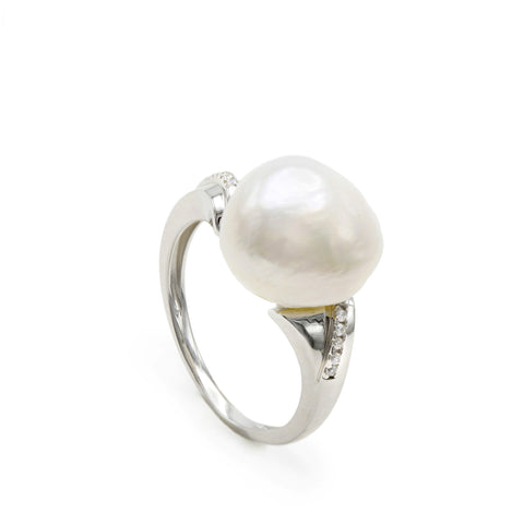 Anillos con perlas de plata detalle de circonitas-LINEARGENT