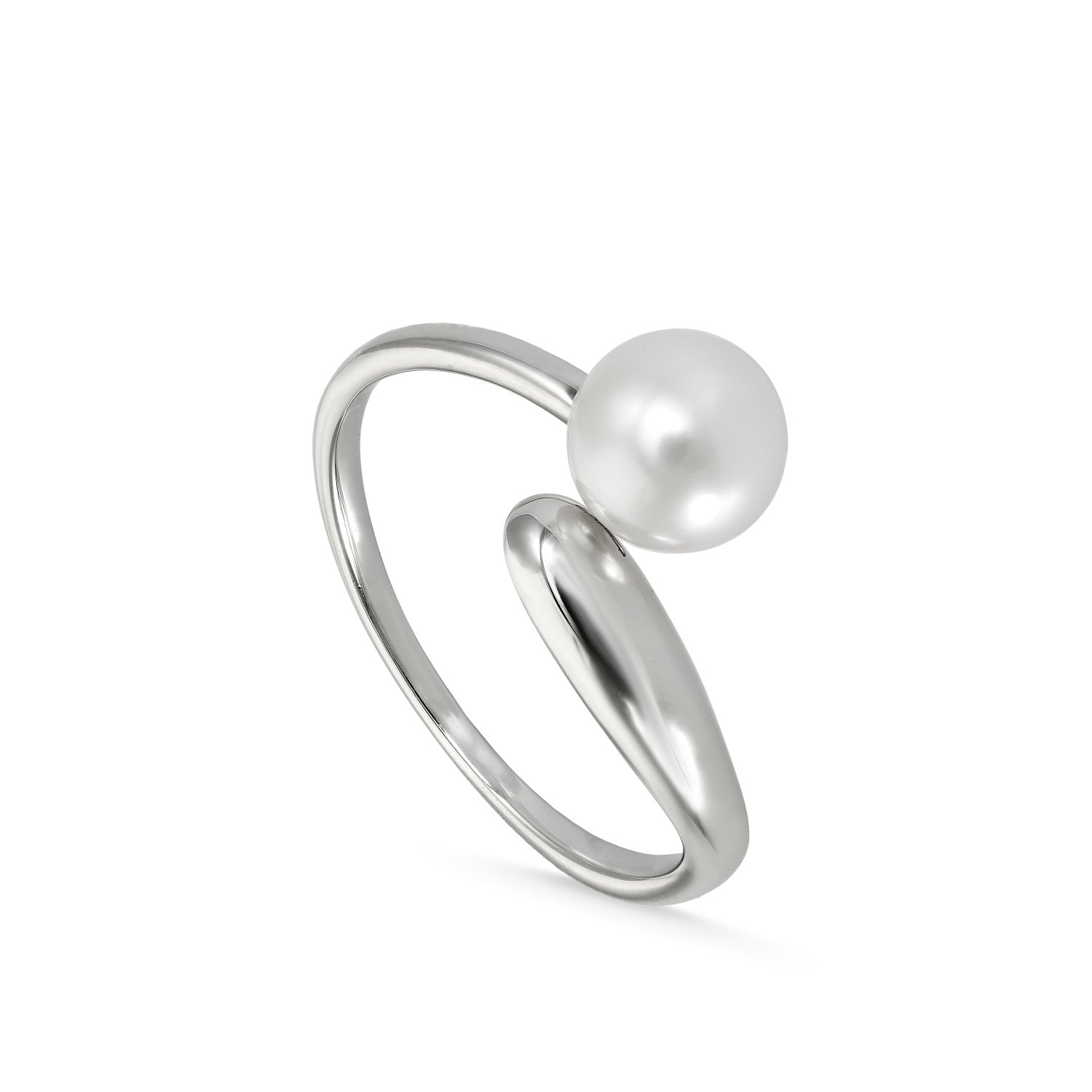 Anillos con perlas de plata diseño abierto con perla-LINEARGENT
