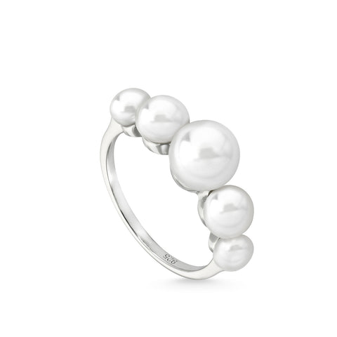 Anillos con perlas de plata diseño corona de perlas