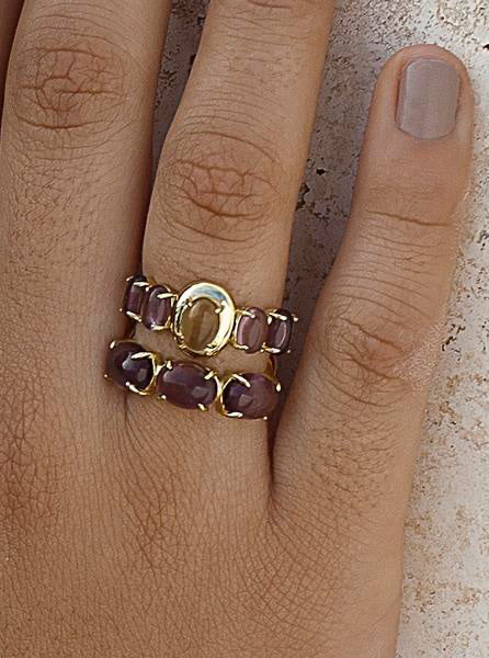 Anillos con piedras circonitas y andratita-LINEARGENT