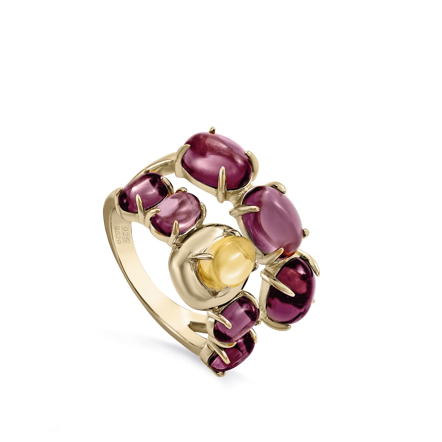 Anillos con piedras circonitas y andratita-LINEARGENT