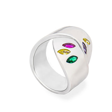 Anillos con piedras con diseño ancho y cruzado