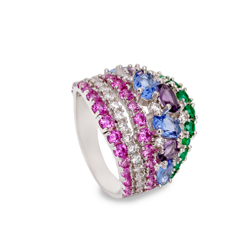 Anillos con piedras cuatro carriles en tonos morados-LINEARGENT