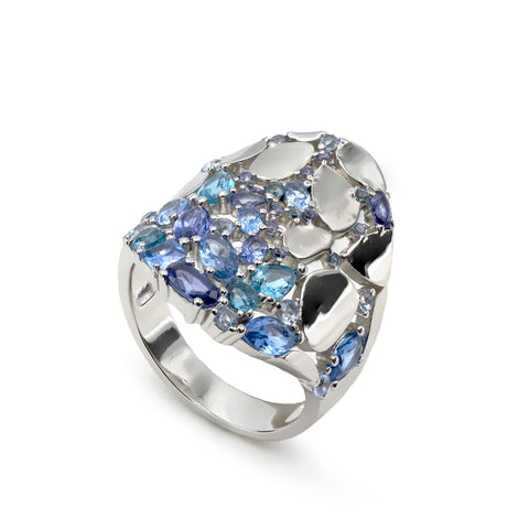 Anillos con piedras de colores de tonos azules-LINEARGENT