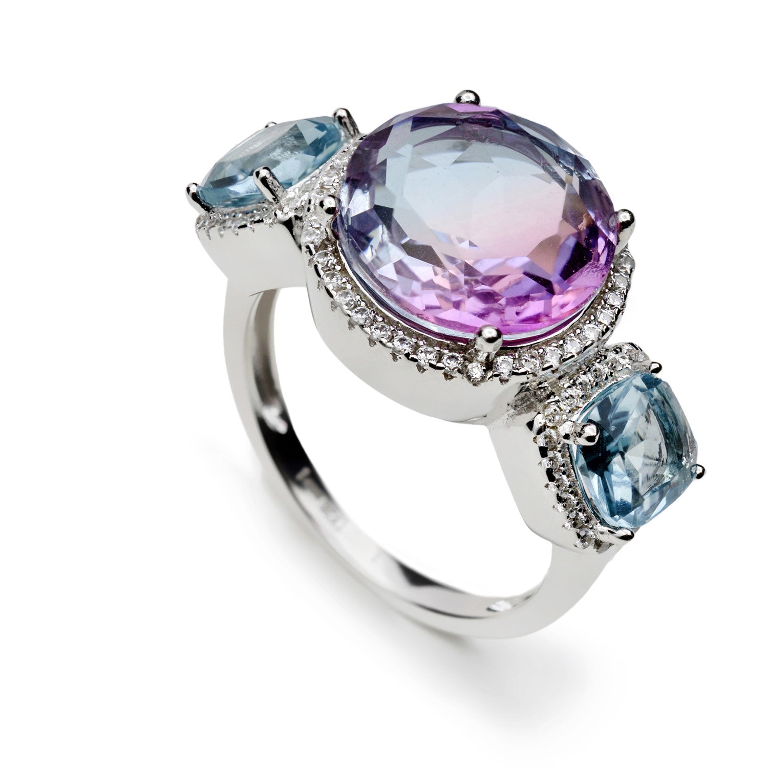 Anillos con piedras de colores en tonos azul y fucsia-LINEARGENT