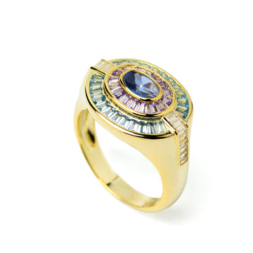 Anillos con piedras de forma ovalada en dorado